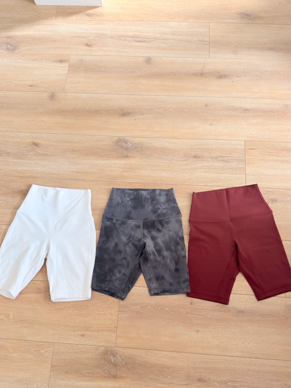 Bundle of Lululemon Align Shorts-
 White, Charcoal Tie-Dye, Burgundy